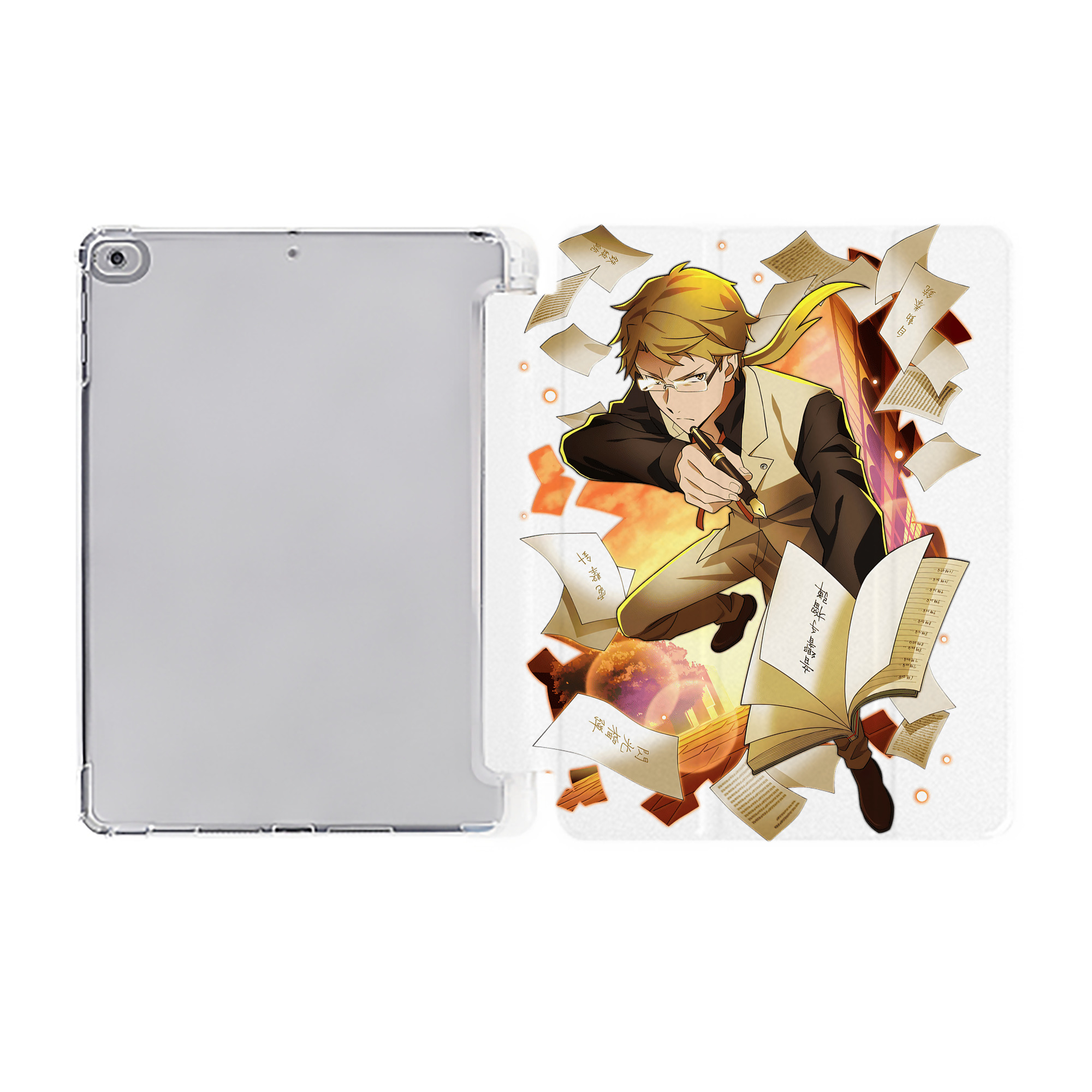 （画像用） 文豪ストレイドッグス Bungo Stray Dogs IPad ケース ペン収納付き 三つ折りスタンド PUレザー×シリコン 対応機種9.5/10.5/10.9インチ